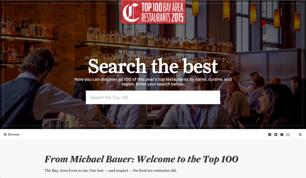 SFChronicle Top 100 Restaurants 2015